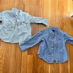 Two Ralph Lauren Blue Button up Checkered Shirts